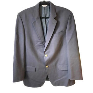 Joseph & Feiss Wool Suit 2 Button Blue Blazer Sport Coat Jacket Men 42R Pockets